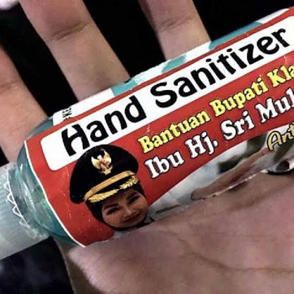Bupati Klaten Tanggapi Keberadaan Fotonya di Hand Sanitizer : Ya Masak Pakai Foto Kera